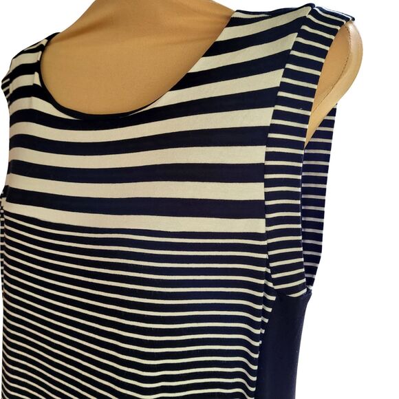 Chico's Women's Black White Striped Maxi Dress Shift - Size 1 - Picture 2 of 7